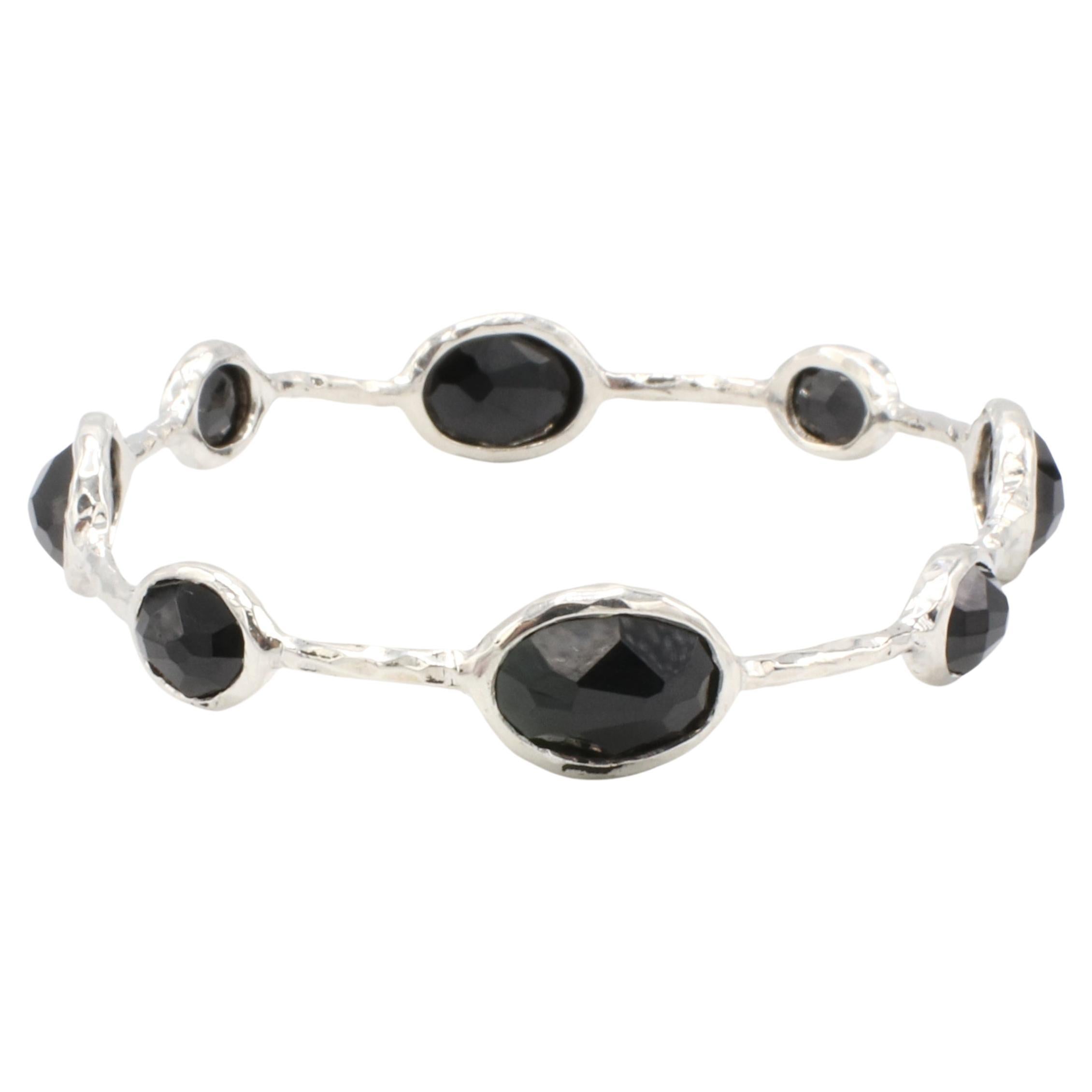 Ippolita Sterling Silver Rock Candy Black Onyx Faceted Bangle Bracelet  In Excellent Condition In  Baltimore, MD