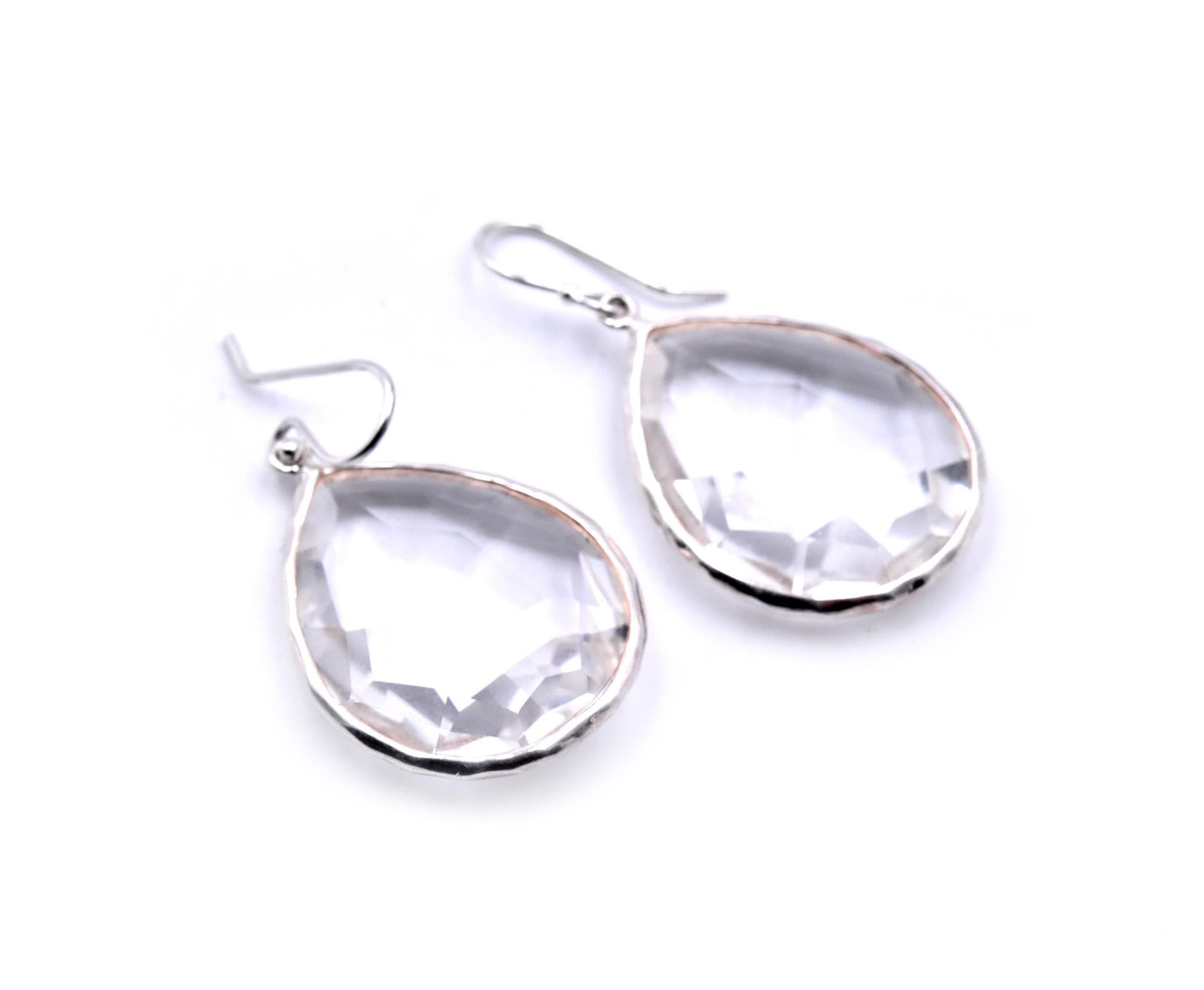 Ippolita Sterling Silver Rock Candy Earrings with Clear Rock Crystal Tear Drop In Excellent Condition In Scottsdale, AZ