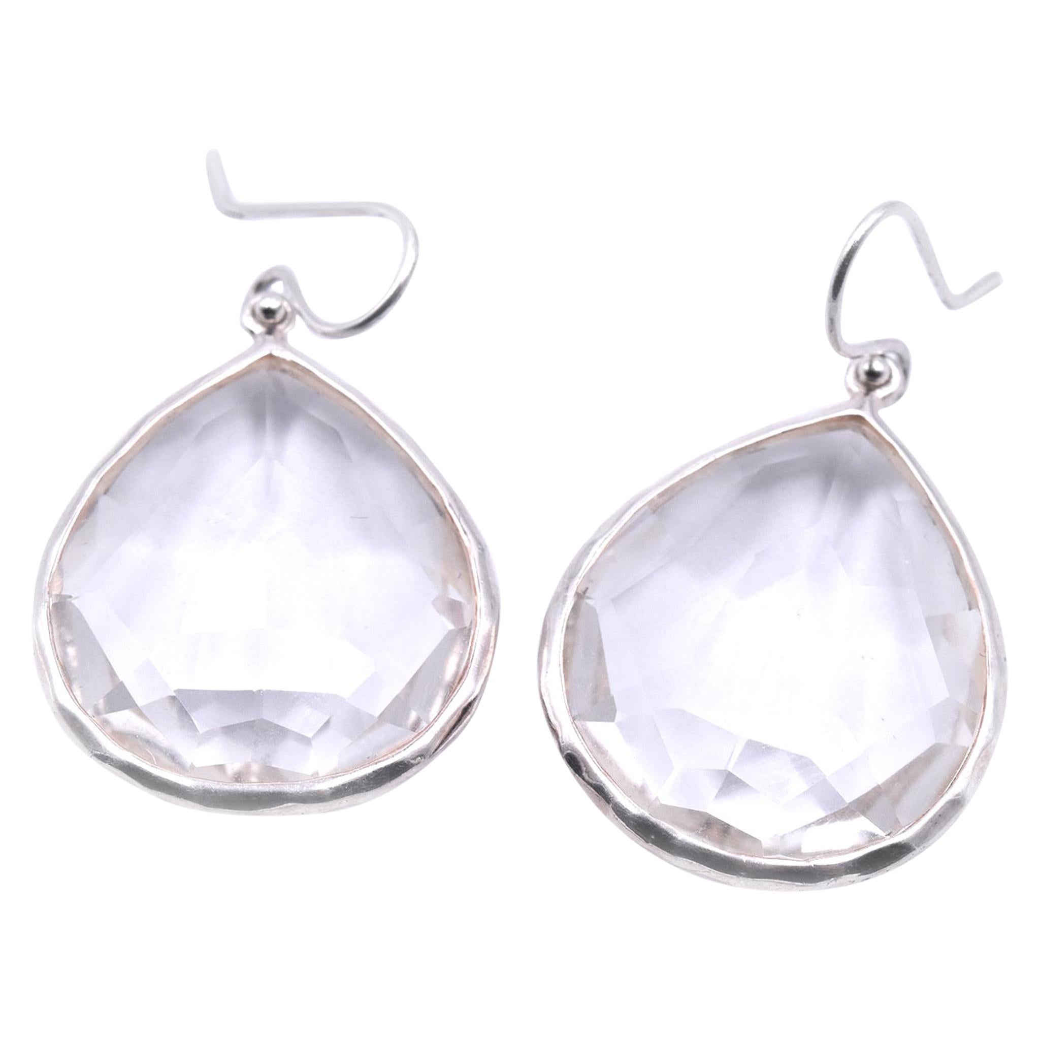 Ippolita Sterling Silver Rock Candy Earrings with Clear Rock Crystal Tear Drop