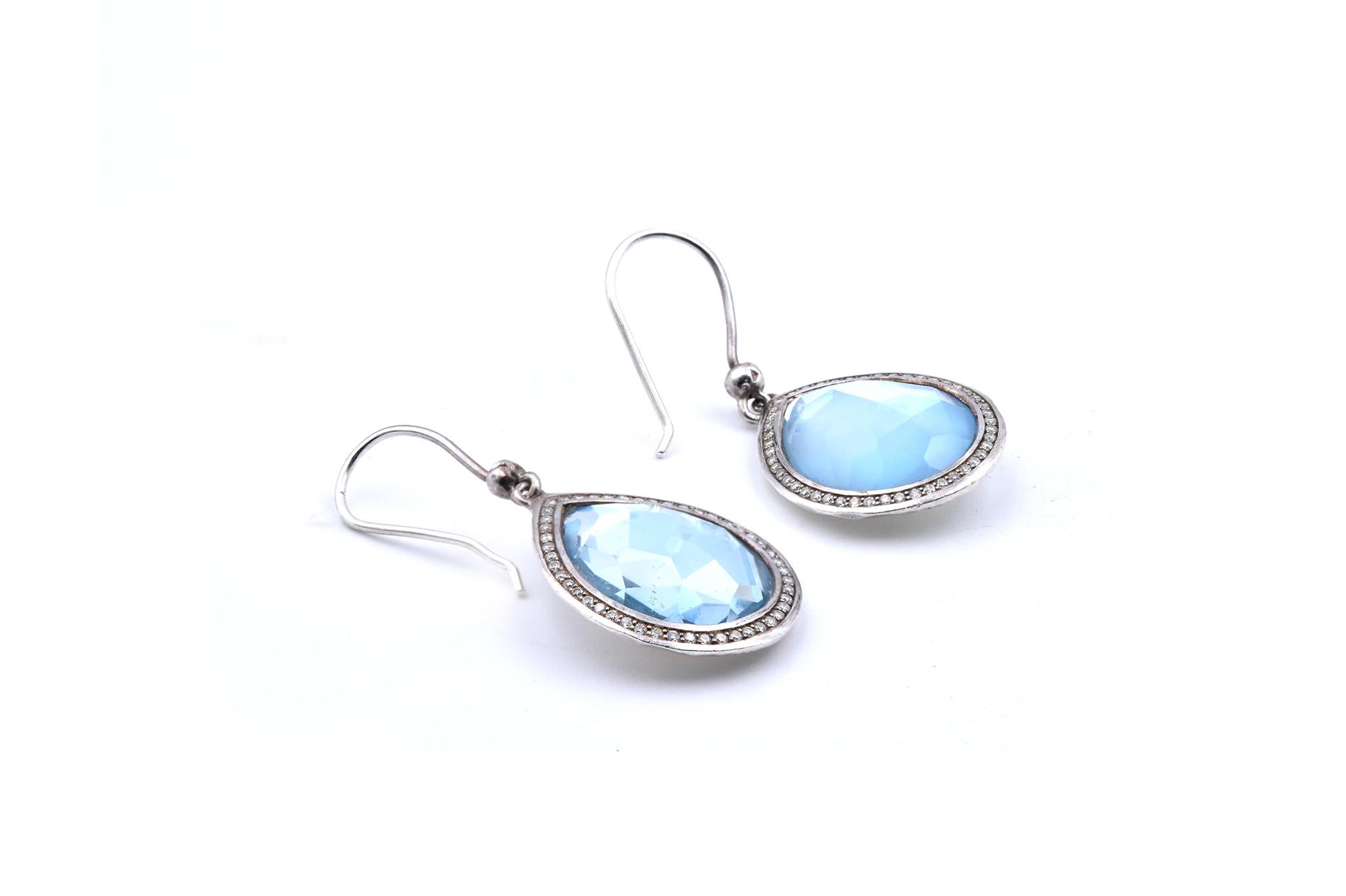 Designer: Ippolita
Material: sterling silver
Weight: 5.89 grams
Diamonds: .38cttw round cut 
Color: G
Clarity: VS
Measurement: earrings measures 36mm 
