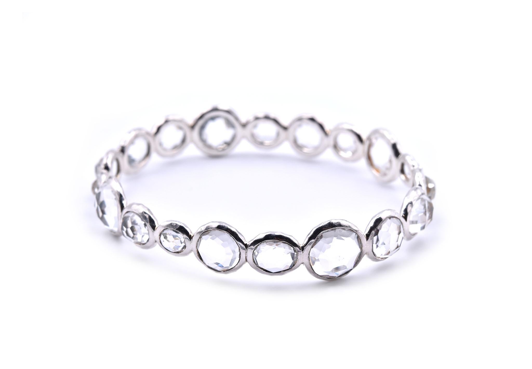 Women's or Men's Ippolita Sterling Silver Rock Crystal Bangle Bracelet