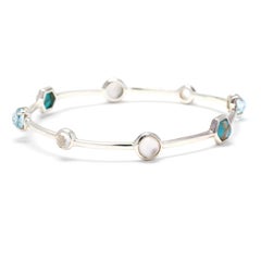 Ippolita Bracelet jonc en argent sterling avec topaze bleue et turquoise, longueur 7 5/8 pouces