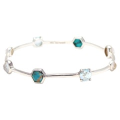 Ippolita Turquoise Blue Topaz Bangle Bracelet, Sterling Silver, Length 7 5/8 In