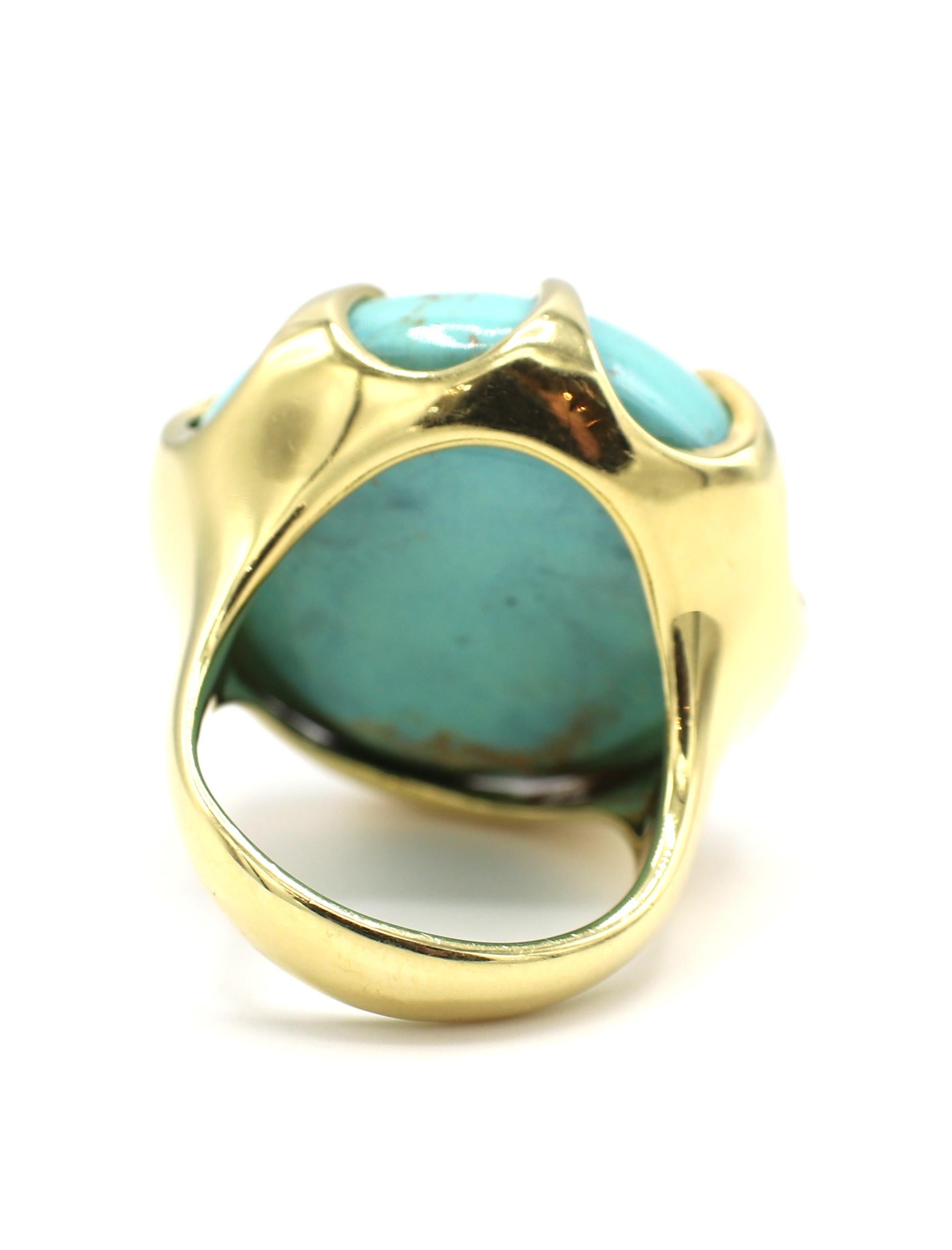 Ippolita Turquoise Cabochon Dome Cocktail Ring 18 Karat Yellow Gold In Good Condition In  Baltimore, MD