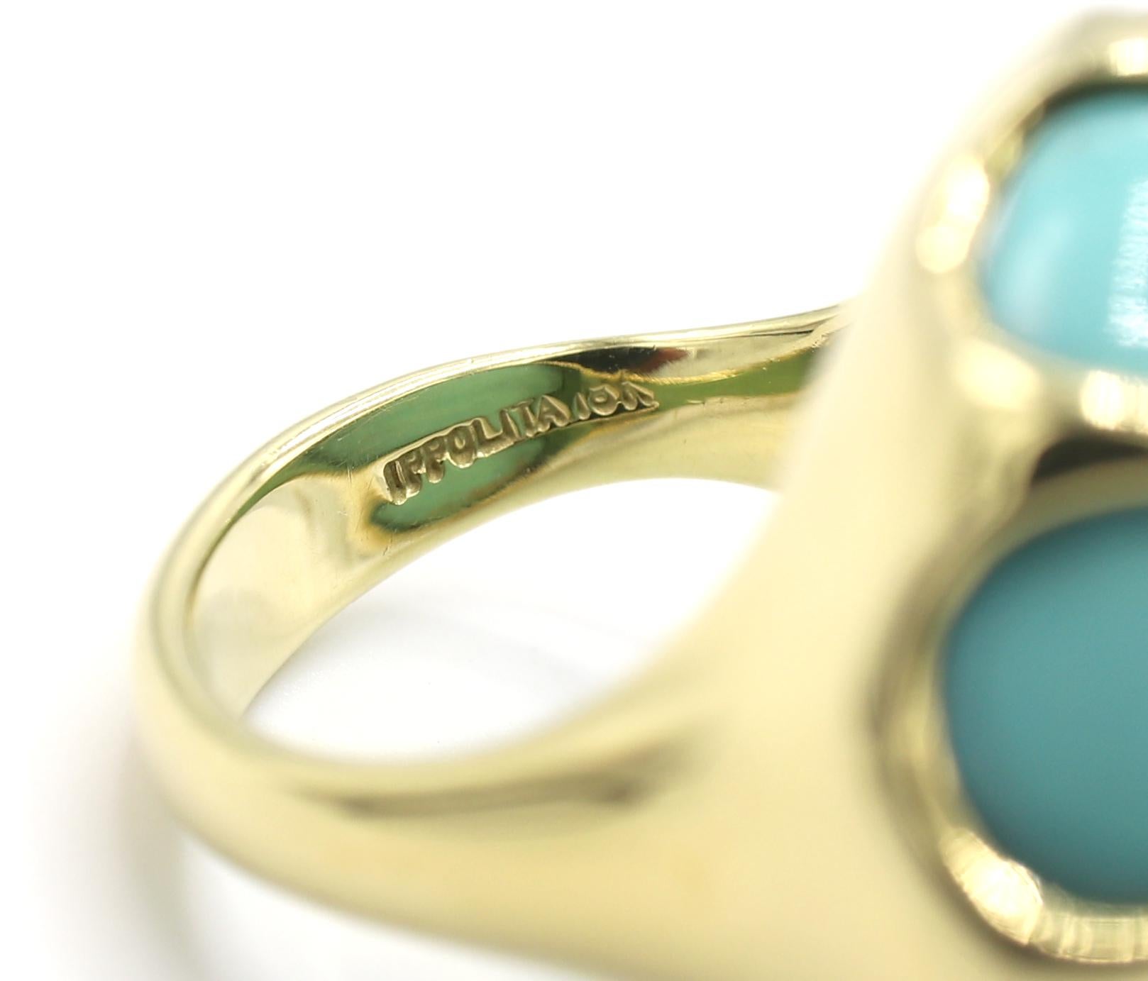 Ippolita Turquoise Cabochon Dome Cocktail Ring 18 Karat Yellow Gold 1