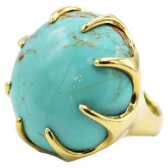 Ippolita Turquoise Cabochon Dome Cocktail Ring 18 Karat Yellow Gold