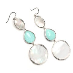 Ippolita Turquoise Mother of Pearl 3 Drop Slice Dangle Earrings, Sterling Silver