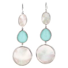 Ippolita Turquoise Mother of Pearl 3 Drop Slice Dangle Earrings, Sterling Silver