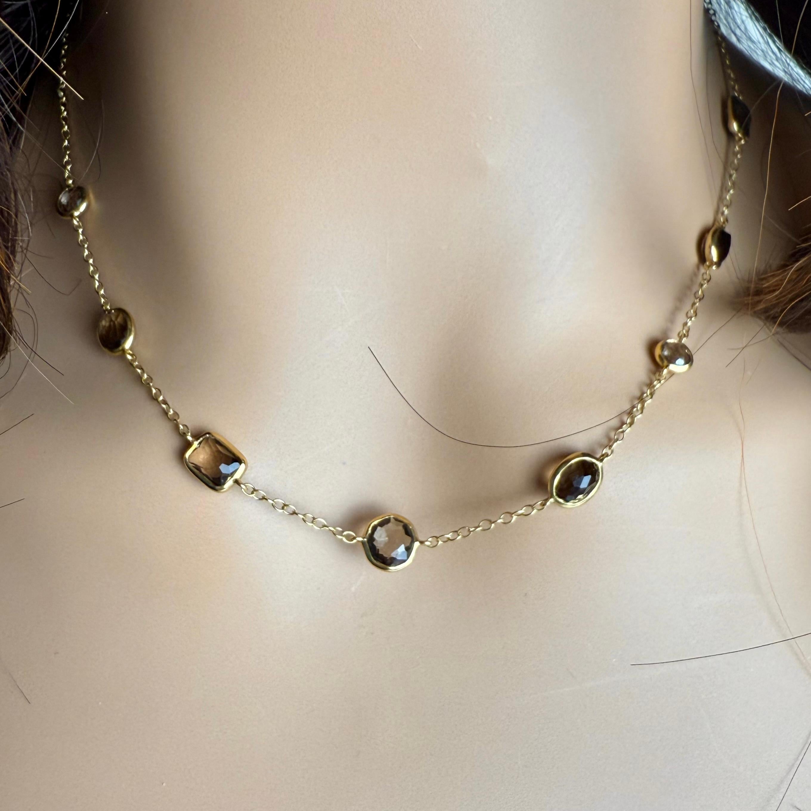 Ippolita Vintage 18K Yellow Gold Brown Topaz Station Necklace For Sale 5