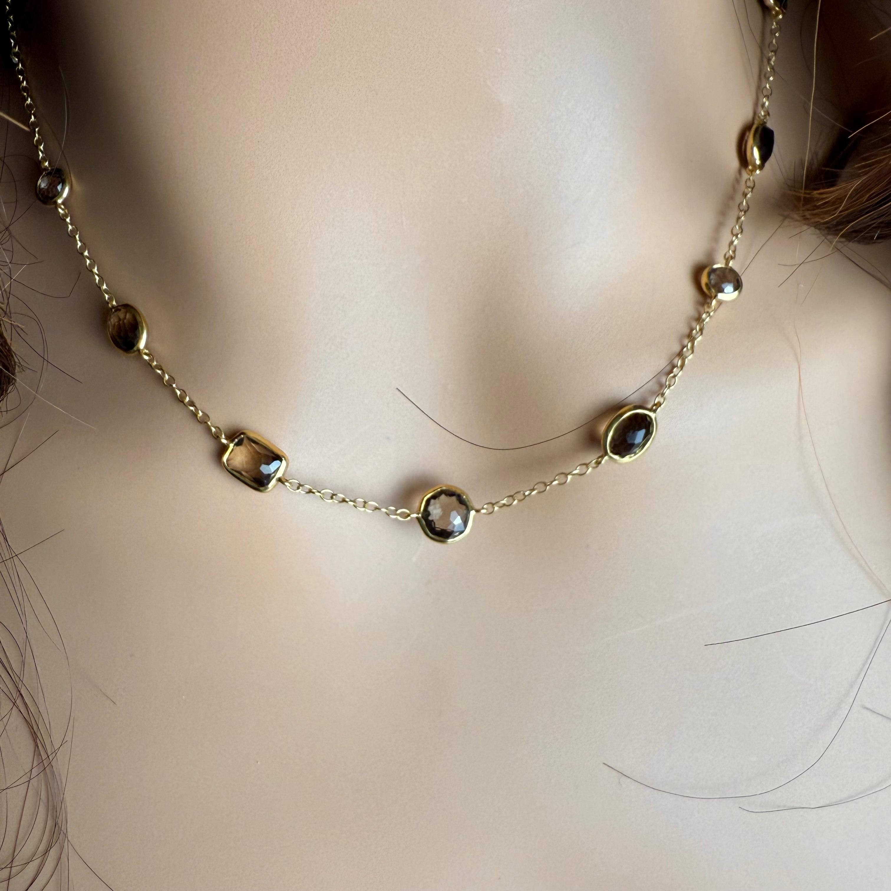 Ippolita Vintage 18K Yellow Gold Brown Topaz Station Necklace For Sale 6