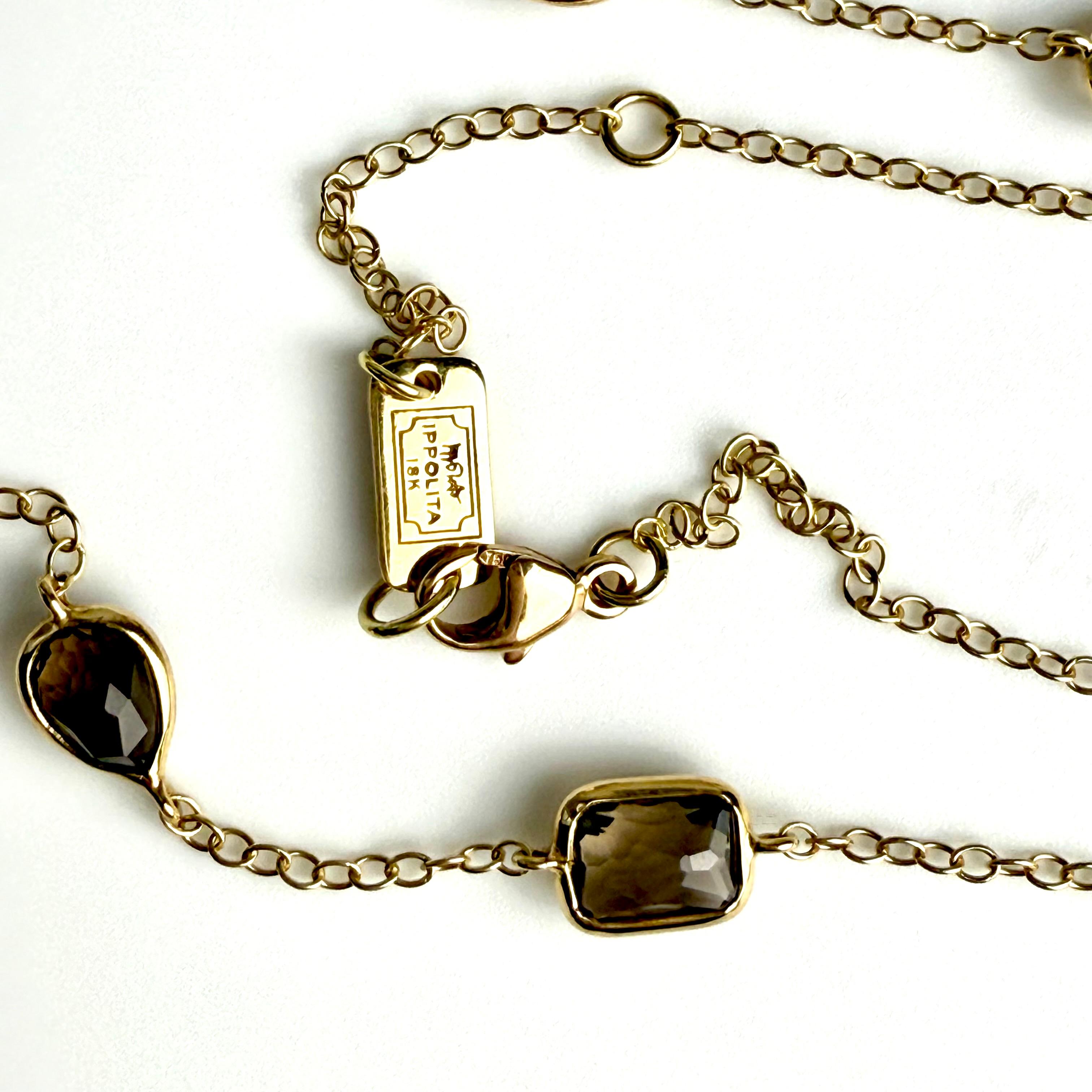 Ippolita Vintage 18K Yellow Gold Brown Topaz Station Necklace In Good Condition For Sale In New York, NY