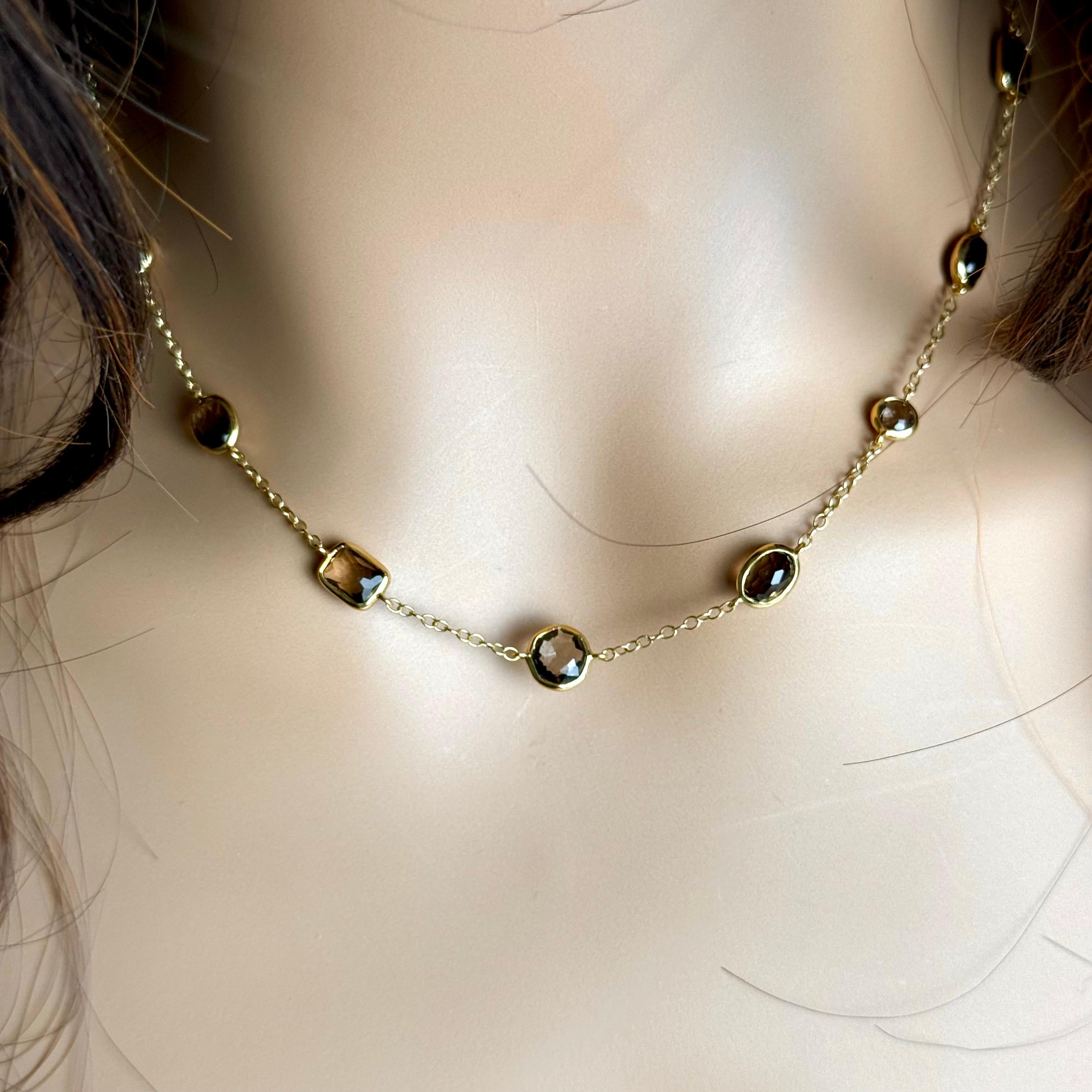Ippolita Vintage 18K Yellow Gold Brown Topaz Station Necklace For Sale 1