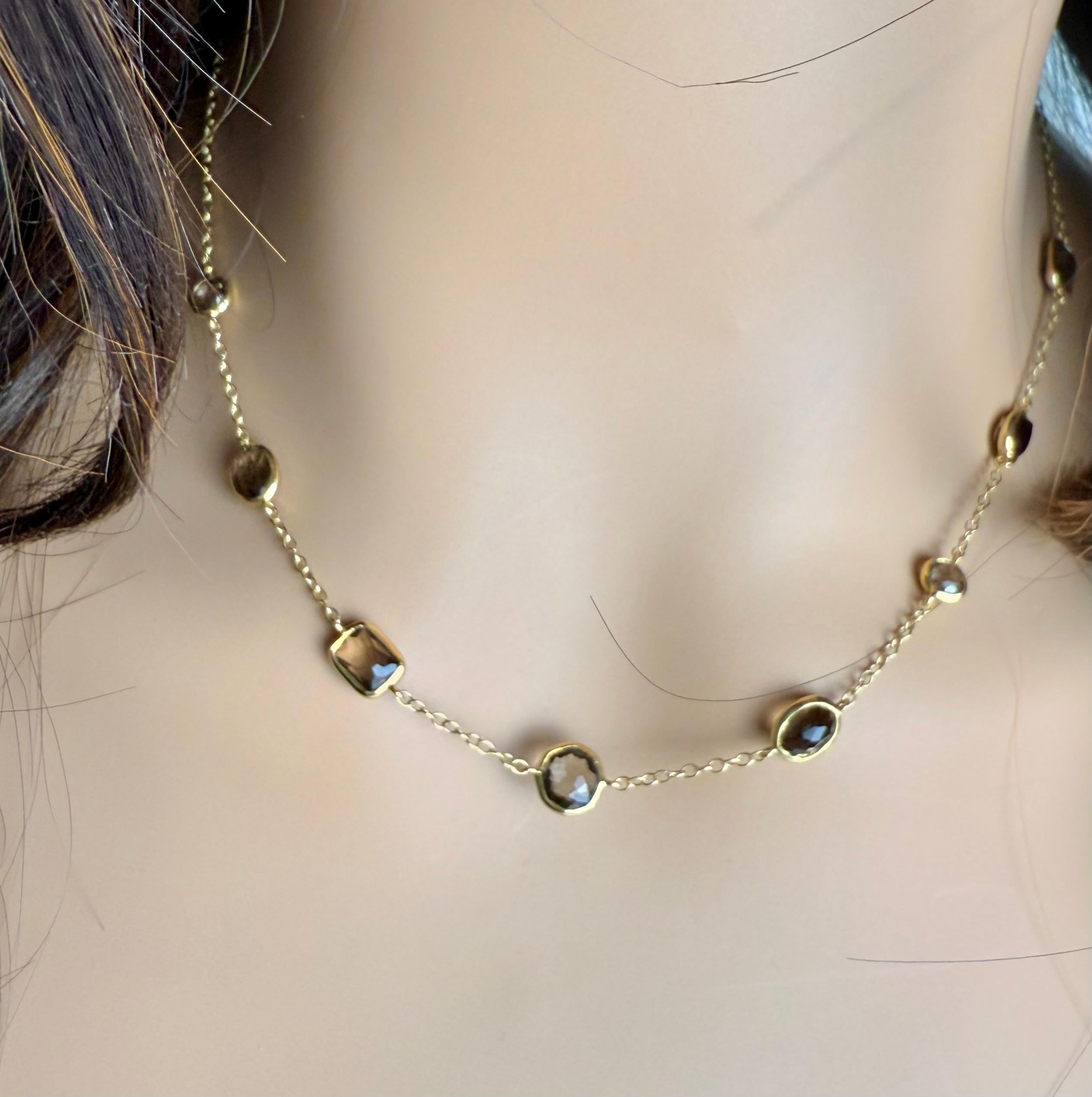 Ippolita Vintage 18K Yellow Gold Brown Topaz Station Necklace For Sale 3