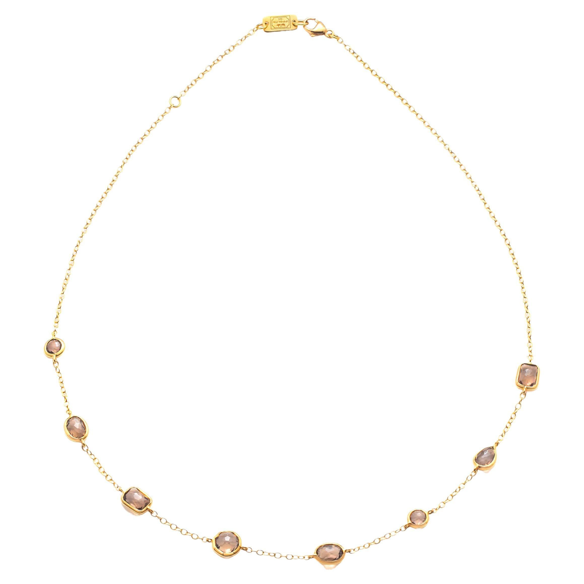 Ippolita Vintage 18K Yellow Gold Brown Topaz Station Necklace