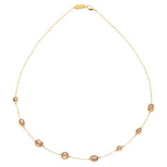 Ippolita Vintage 18K Yellow Gold Brown Topaz Station Necklace