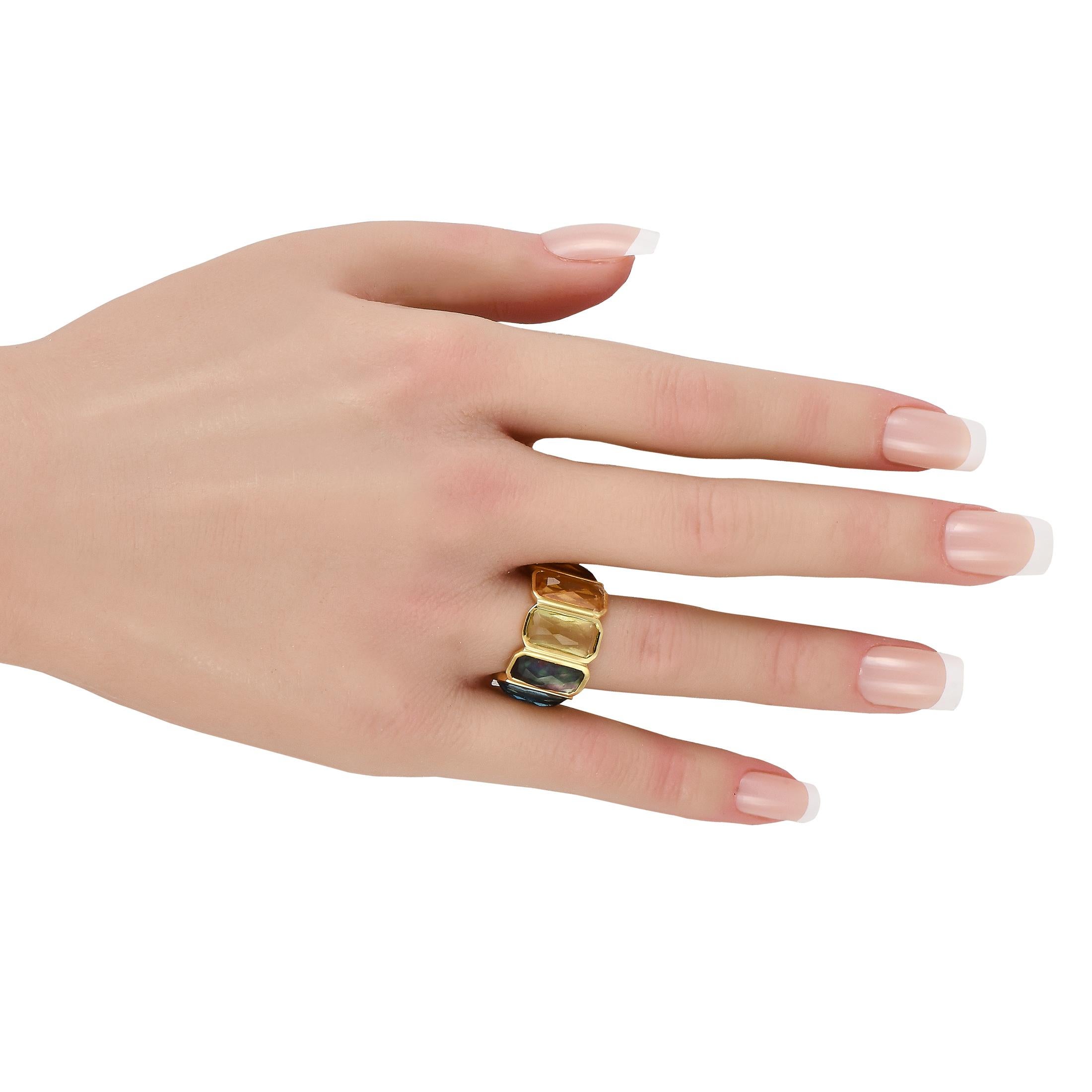 Mixed Cut Ippolita Wonderland 18K Yellow Gold Multicolored Gemstone Wedding Band Ring