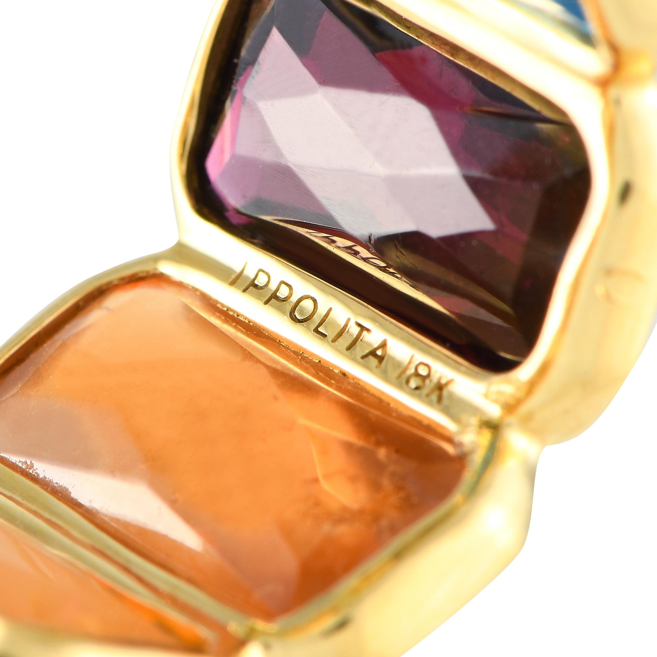 Ippolita Wonderland 18K Yellow Gold Multicolored Gemstone Wedding Band Ring In Excellent Condition In Southampton, PA