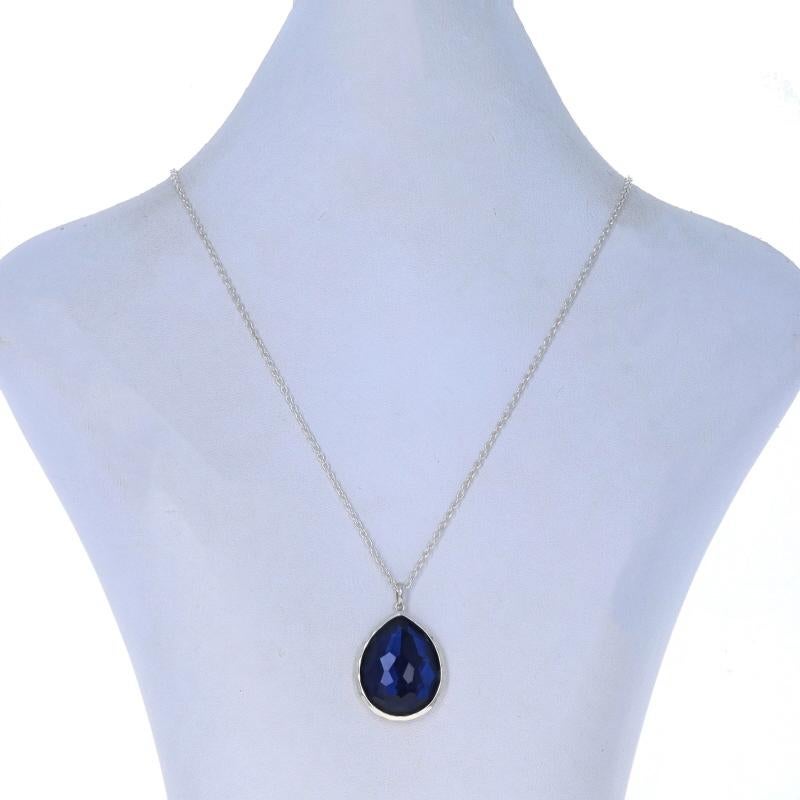 Cabochon Ippolita Wonderland Burton Blue Lg Teardrop Quartz Hematite Necklace 925 Adjust For Sale
