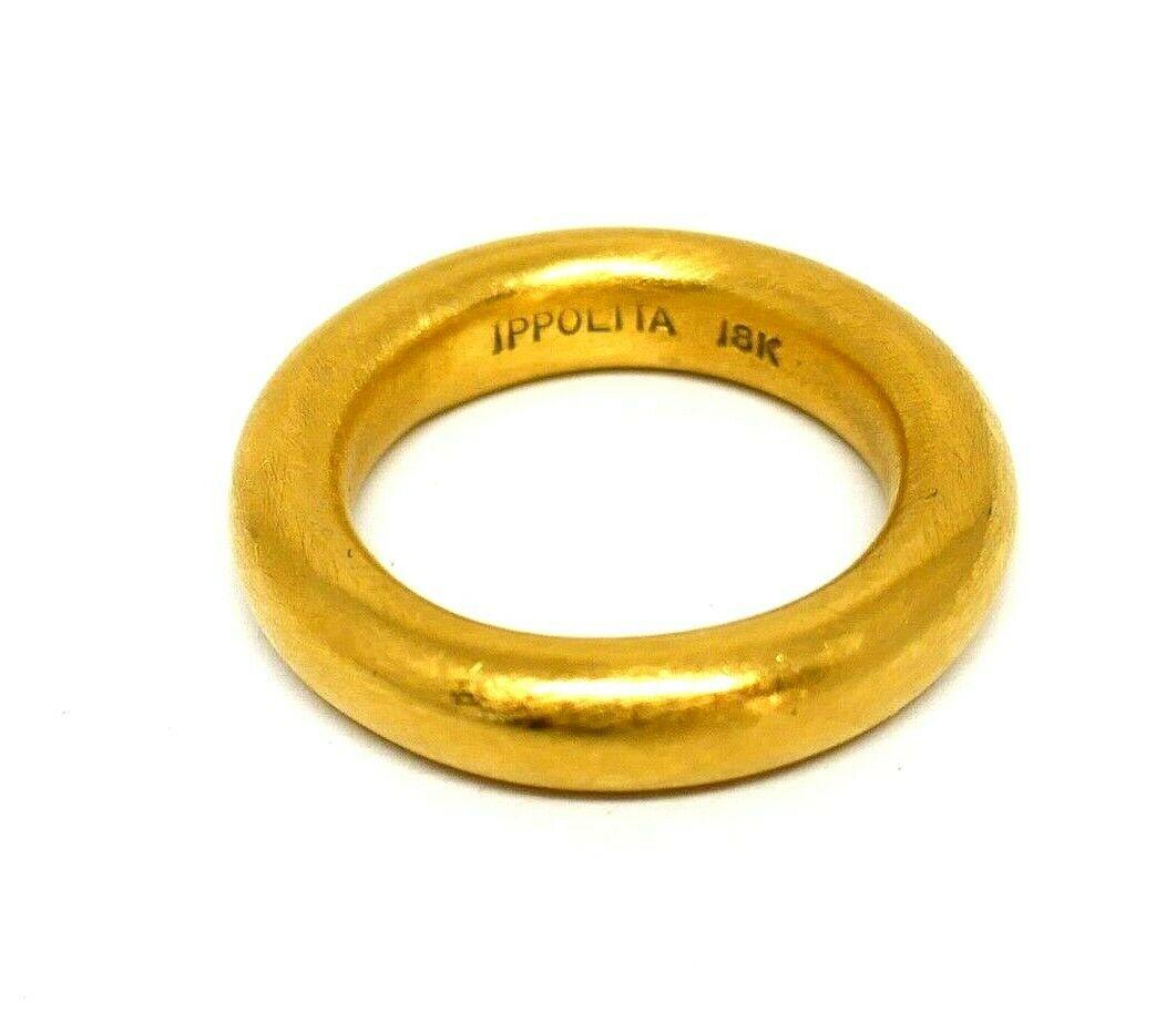 Smooth 18k yellow gold wedding band by Ippolita from the Comfort Fit collection. Has nice mate finish. Stamped with Ippolita maker's mark and a hallmark for 18k gold.
The ring size is 7.5.
Measurements: thickness is 3/16