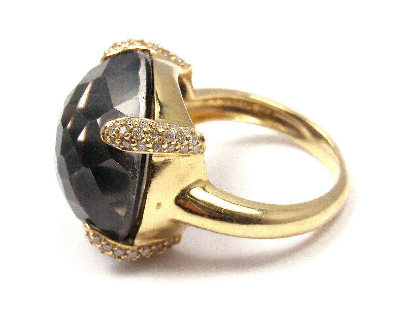 Round Cut Ippolita Yellow Gold Labradorite Diamond Ring