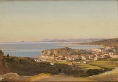 19th Century Landscape Ippolito Caffi View of Nice Oil on Canvas