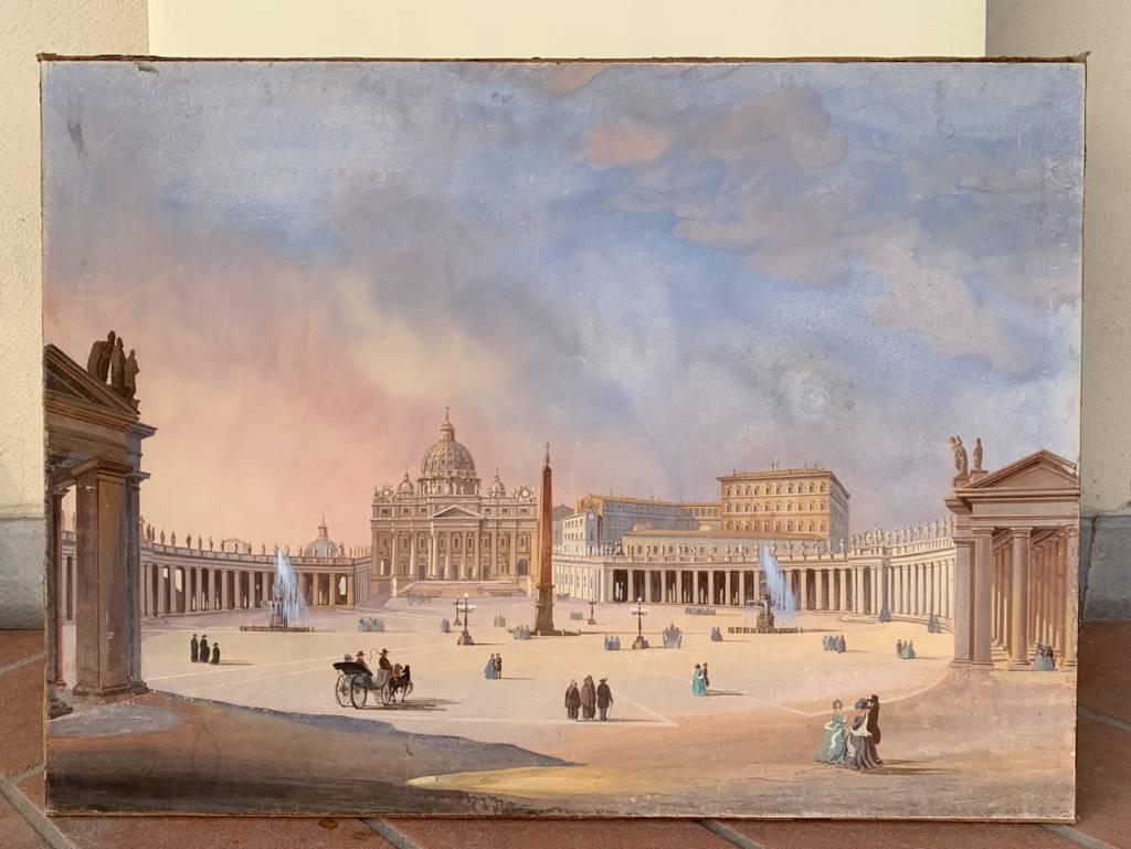 Seguidor Ippolito Caffi (escuela romana)- pintura paisajista del siglo XIX - Roma 1