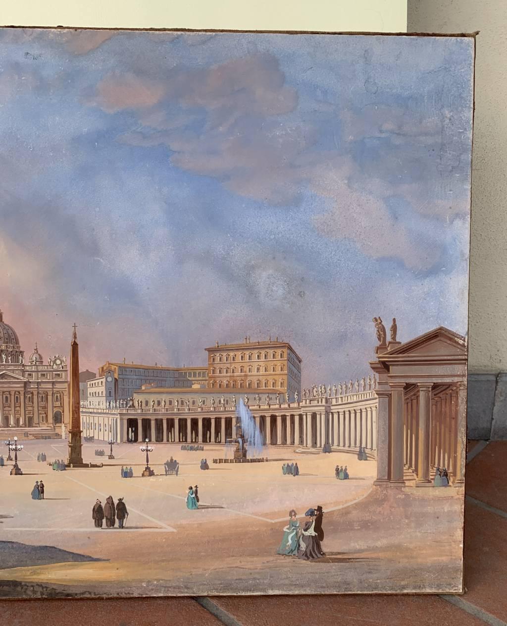 Seguidor Ippolito Caffi (escuela romana)- pintura paisajista del siglo XIX - Roma 2