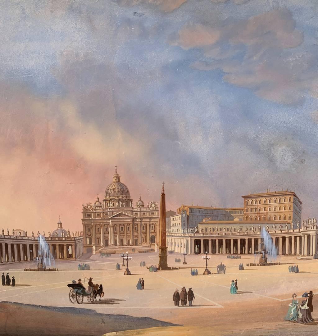 Seguidor Ippolito Caffi (escuela romana)- pintura paisajista del siglo XIX - Roma 3