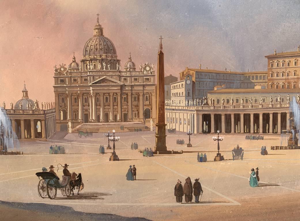Seguidor Ippolito Caffi (escuela romana)- pintura paisajista del siglo XIX - Roma 6