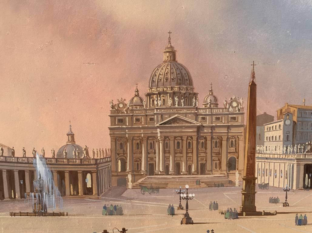 Seguidor Ippolito Caffi (escuela romana)- pintura paisajista del siglo XIX - Roma 8