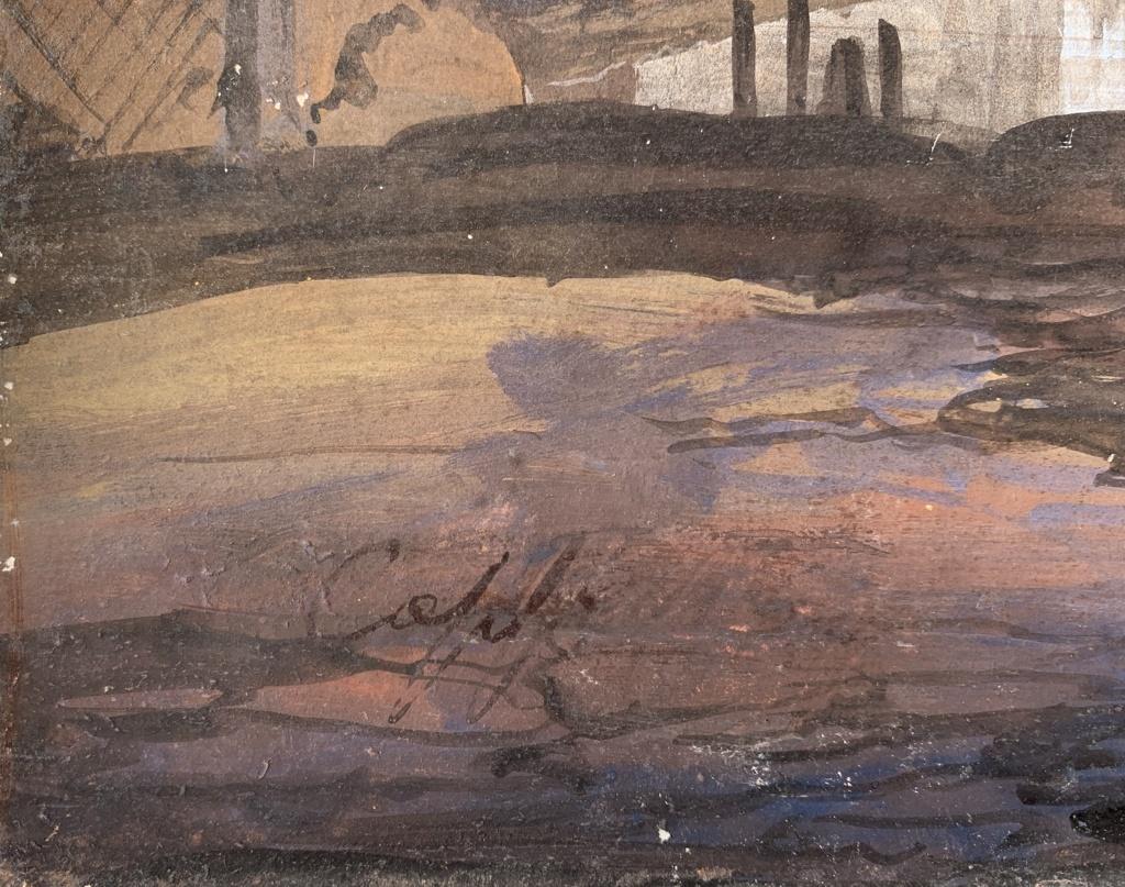 Follower Ippolito Caffi (römische Schule) – Landschaftsmalerei des 19. Jahrhunderts – Tiber  im Angebot 12