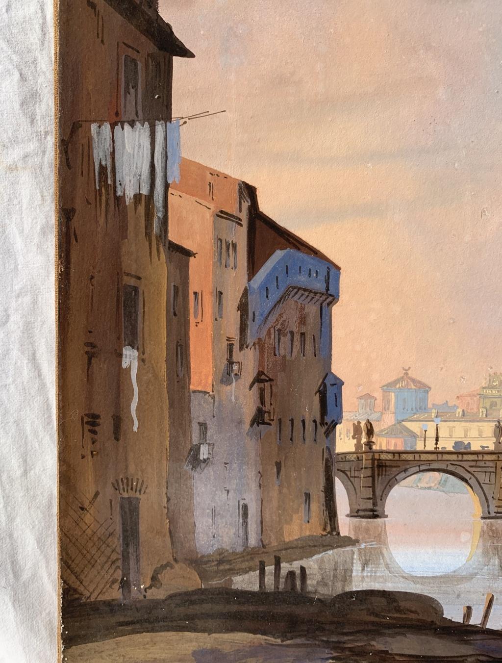 Follower Ippolito Caffi (römische Schule) – Landschaftsmalerei des 19. Jahrhunderts – Tiber  im Angebot 7