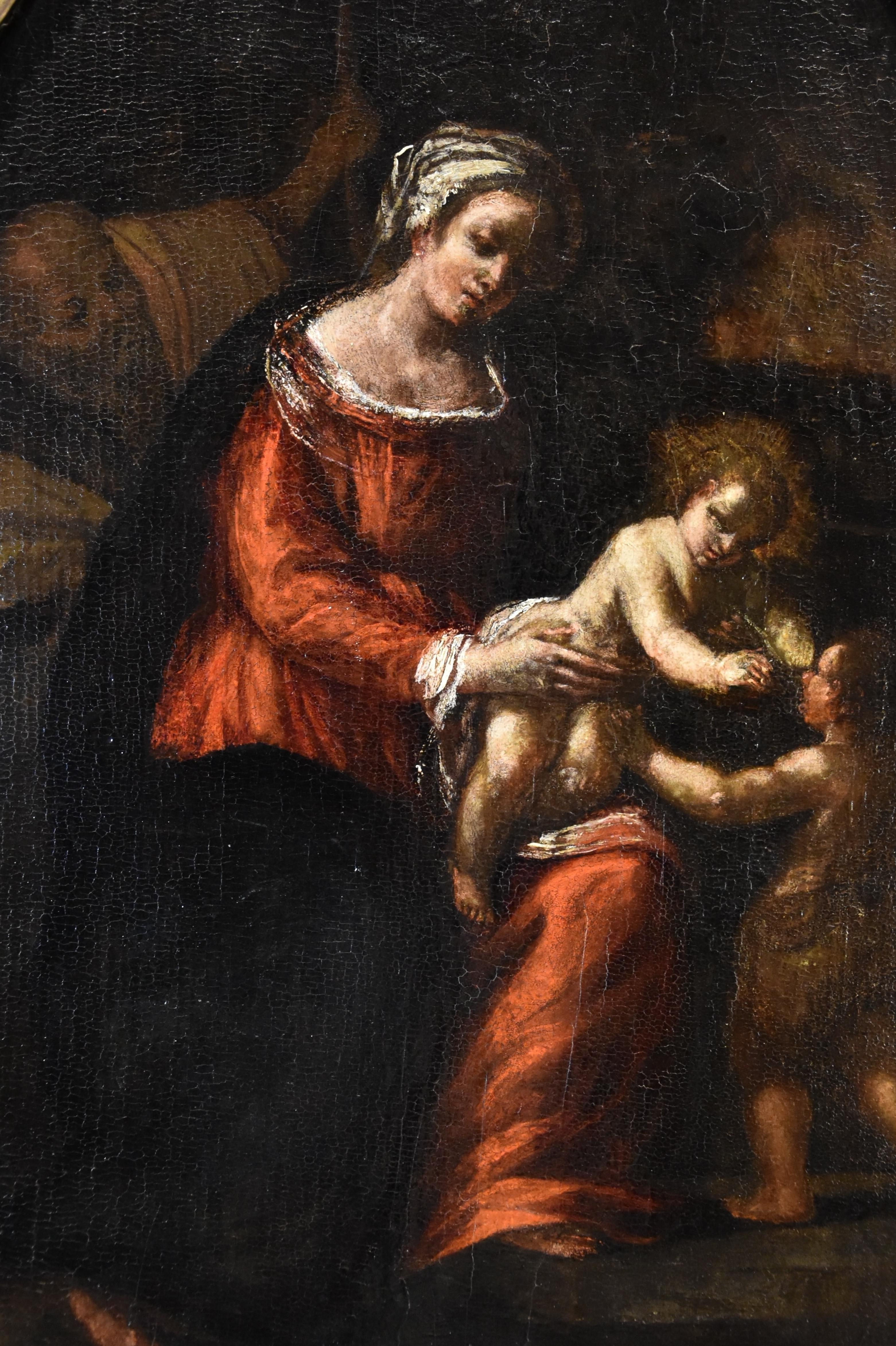Heilige Familie St. John Scarsella Gemälde 17. Jahrhundert Öl auf Tisch Altmeister Italien im Angebot 1