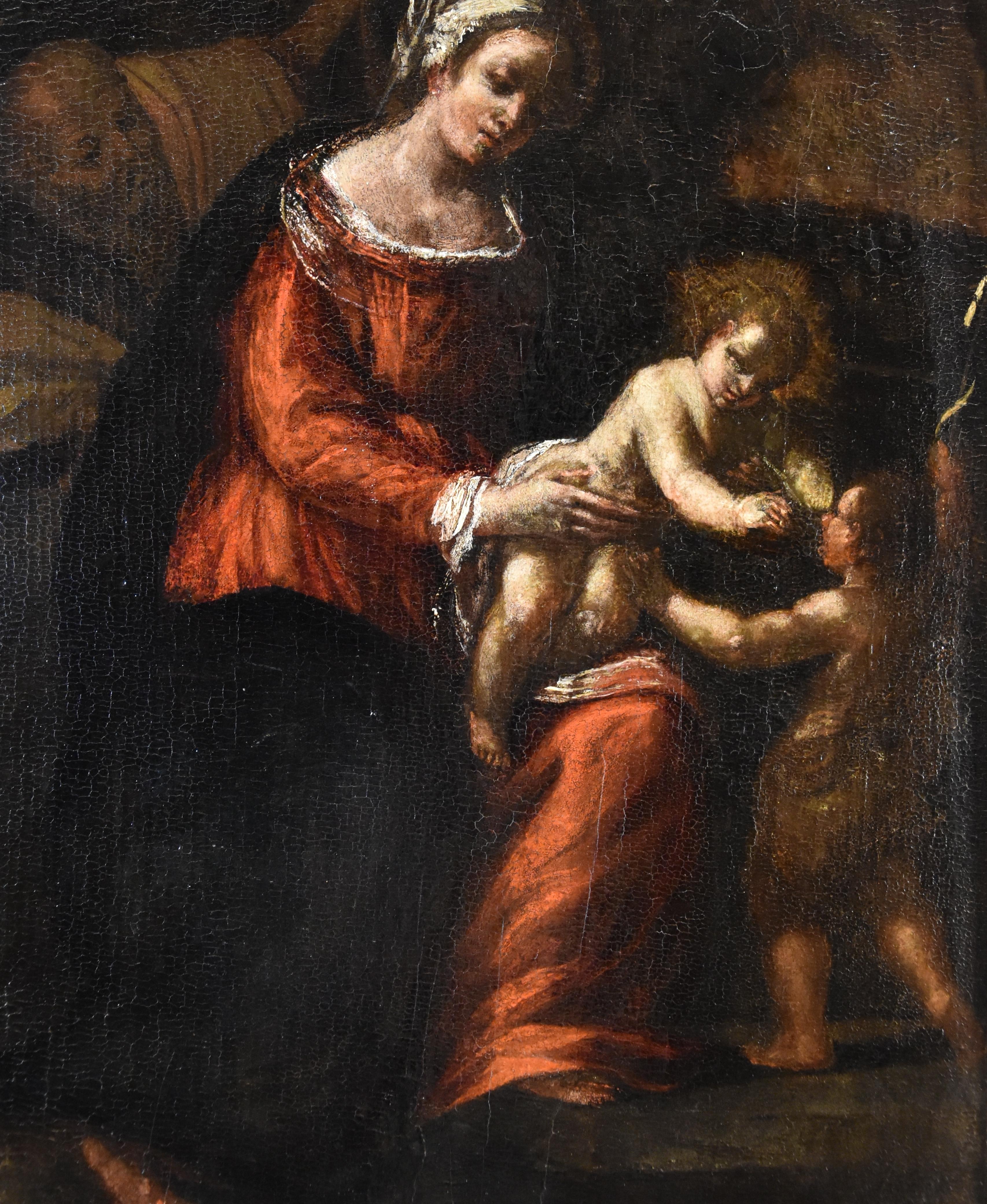 Heilige Familie St. John Scarsella Gemälde 17. Jahrhundert Öl auf Tisch Altmeister Italien im Angebot 2