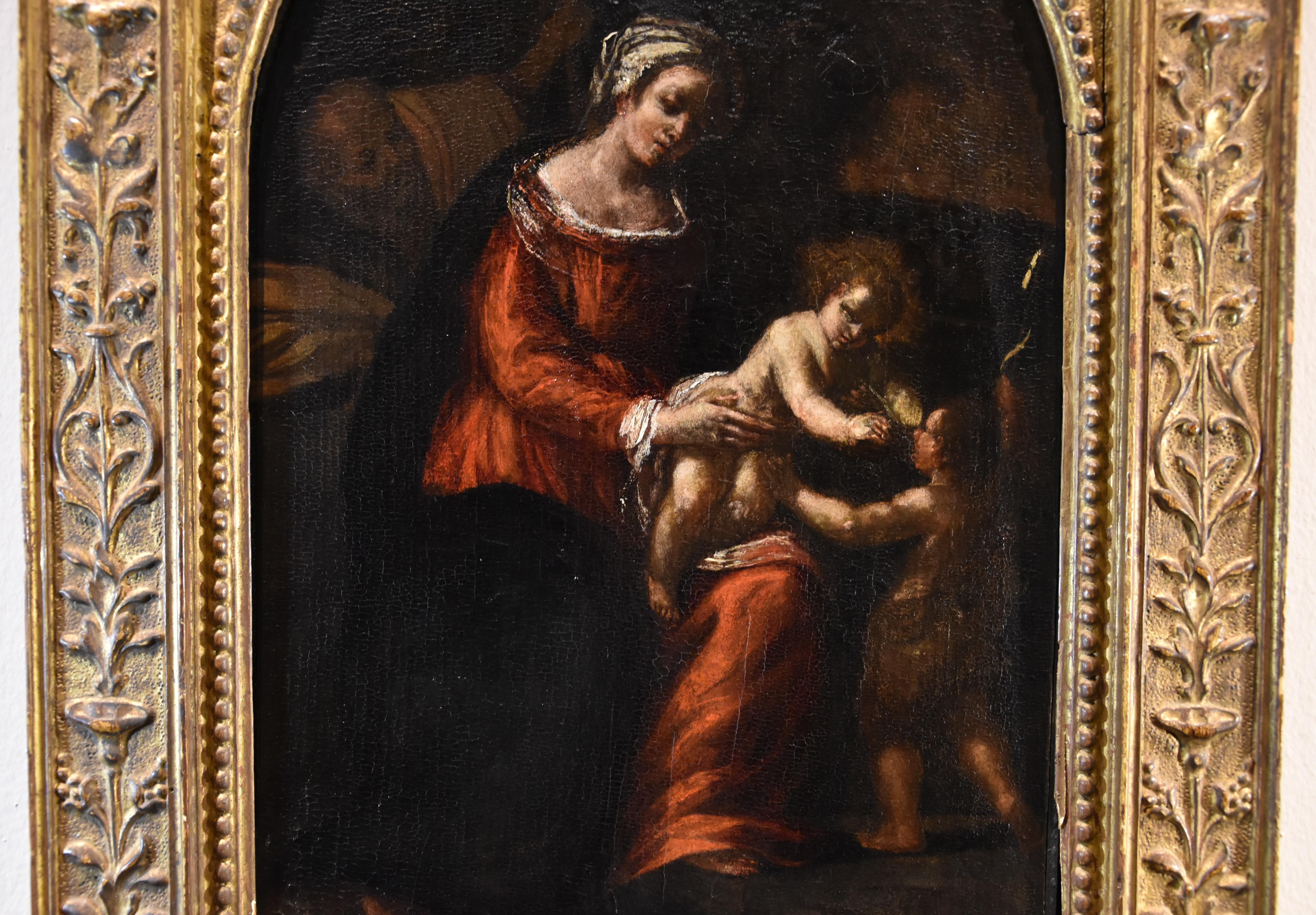 Heilige Familie St. John Scarsella Gemälde 17. Jahrhundert Öl auf Tisch Altmeister Italien im Angebot 3