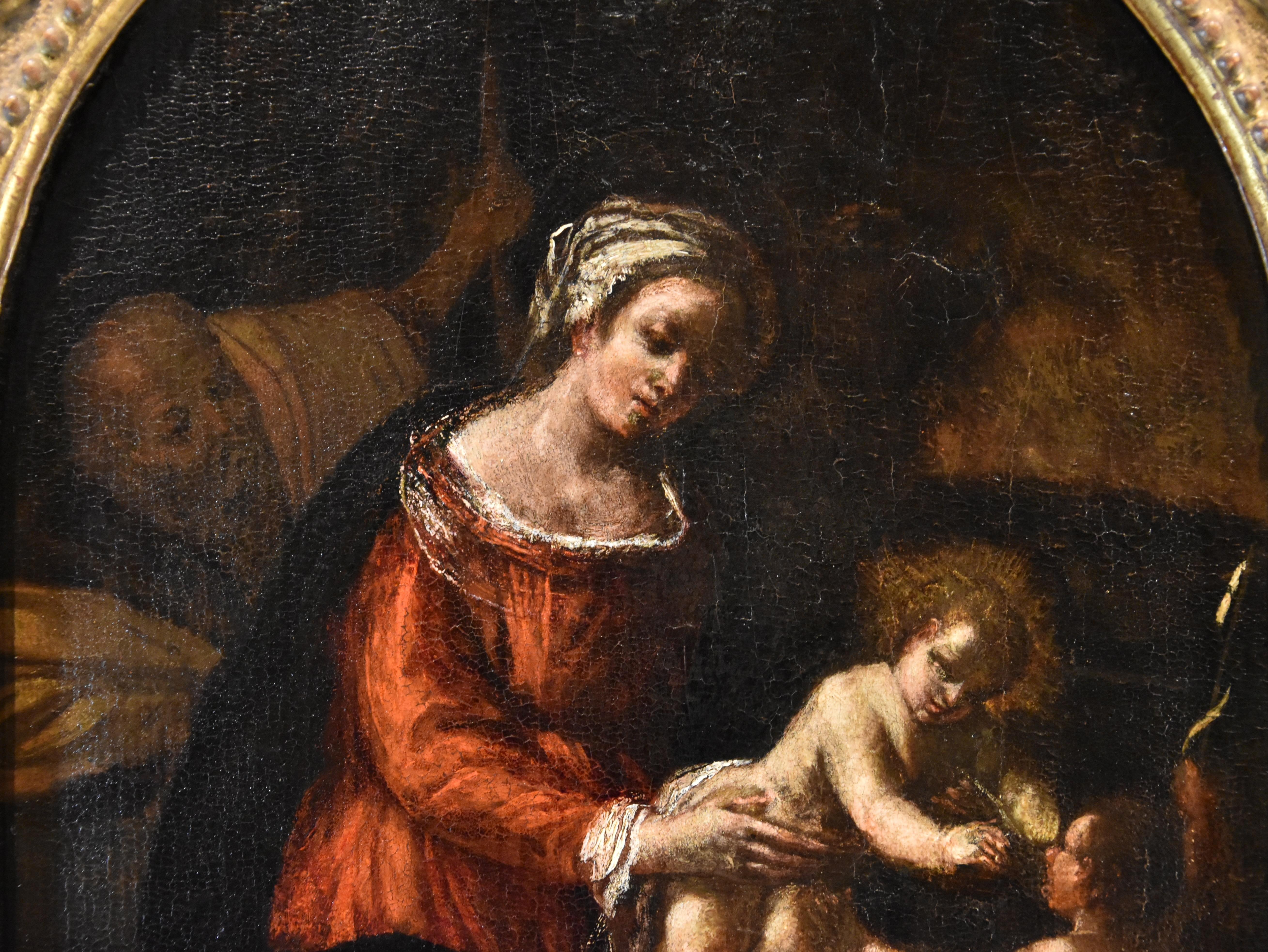 Heilige Familie St. John Scarsella Gemälde 17. Jahrhundert Öl auf Tisch Altmeister Italien im Angebot 5