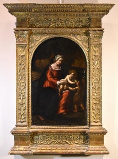 Holy Family St John Scarsella Paint 17th Century Oil on table Old master Italy