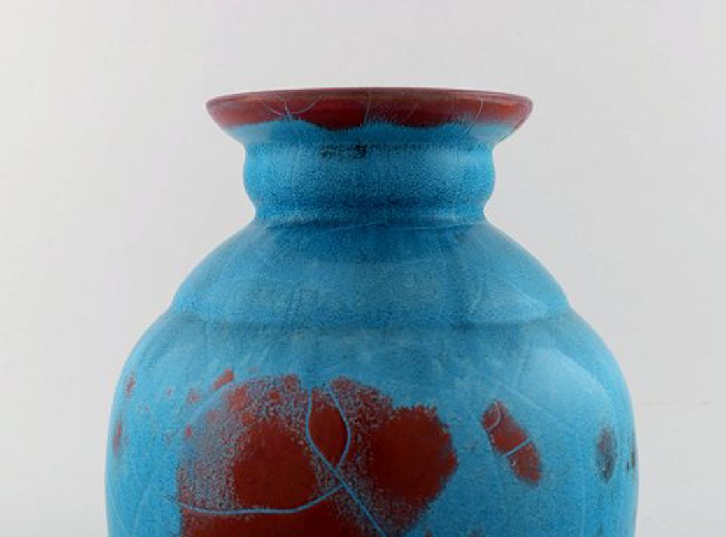 Danish Ipsen's, Denmark Art Deco Ceramic Vase, Beautiful Turquoise Glaze, 1940s-1950s