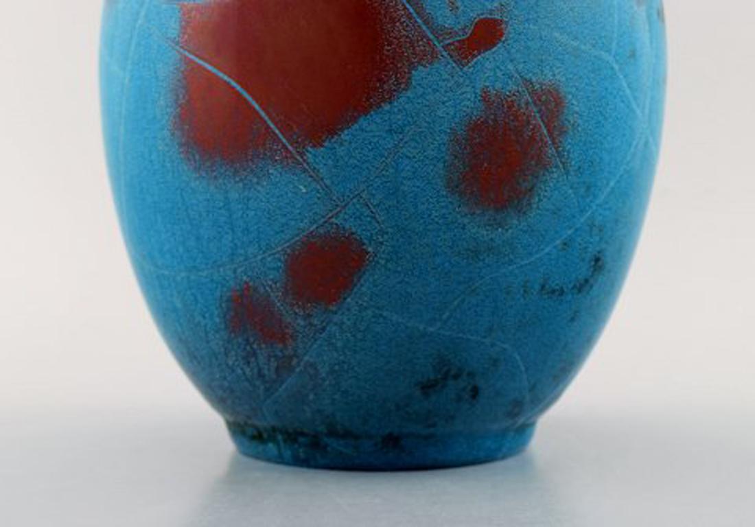 Ipsen's, Denmark Art Deco Ceramic Vase, Beautiful Turquoise Glaze, 1940s-1950s In Excellent Condition In Copenhagen, DK