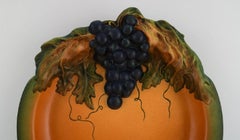 Ipsen's, Denmark, Art Nouveau Dish in Hand-Painted Ceramics with Grapevine