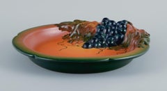 Ipsen's, Denmark, Art Nouveau Dish in Hand Painted Ceramics with Grapevine