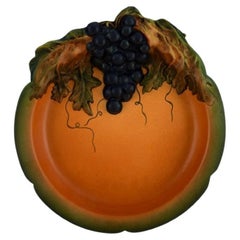 Ipsen's, Denmark, Art Nouveau Dish in Hand-Painted Ceramics with Grapevine