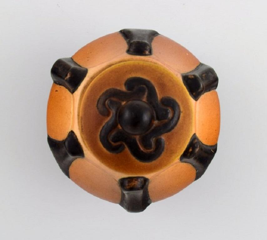 Glazed Ipsen's, Denmark, Art Nouveau Lidded Jar and Bowl in Hand-Painted Ceramics For Sale