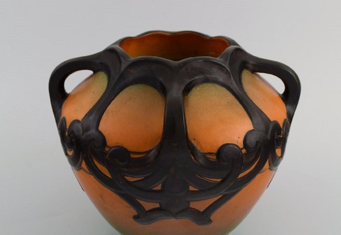 Danish Ipsen's, Denmark, Art Nouveau Vase in Hand-Painted Glazed Ceramics, 1920s