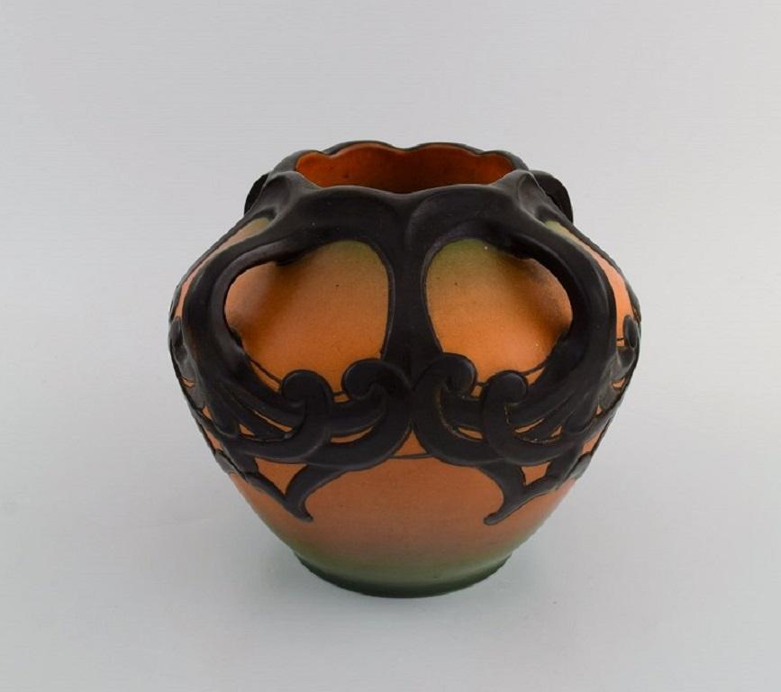 Ipsen's, Denmark, Art Nouveau Vase in Hand-Painted Glazed Ceramics, 1920s 2