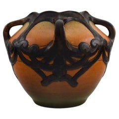 Ipsen's, Denmark, Art Nouveau Vase in Hand-Painted Glazed Ceramics, 1920s