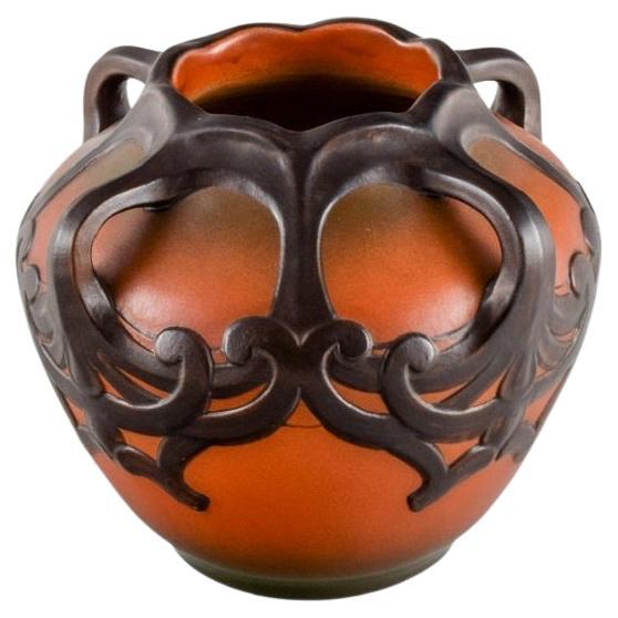 Ipsens, Denmark, Art Nouveau Vase in Hand-Painted Glazed Ceramics, 1920s