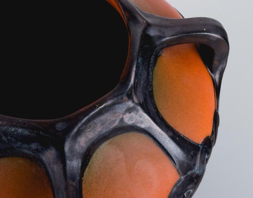 20th Century Ipsens, Denmark. Art Nouveau Vase in Hand Painted Glazed Ceramics