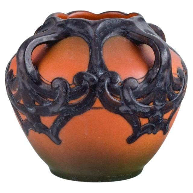 Ipsens, Denmark. Art Nouveau Vase in Hand Painted Glazed Ceramics