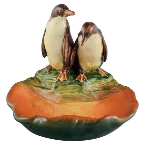 Ipsens, Denmark, Bowl in Hand-Painted Glazed Ceramics with Penguins